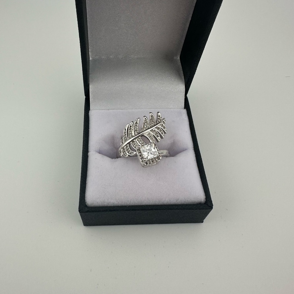 Silver Diamond Halo Ring - Picture 1 of 6